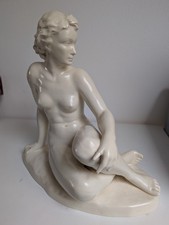 Cortendorf Nr. 1051 - Akt sitzende Frau - Keramik Figur 1950er 31 cm