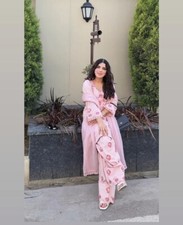 Indischer Stil Faux Georgette Pink Salwar Kameez mit Dupatta für Frauen tragen L