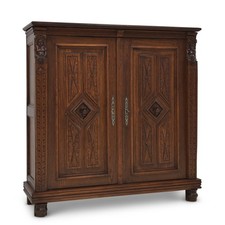 ANTIK! Flache Kommode restauriert Eiche massiv Gründerzeit Schrank Anrichte