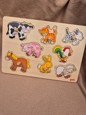 Steckpuzzle Holzpuzzle "Tiere vom Bauernhof", Goki