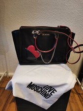 Henkeltasche Love Moschino Leder schwarz mit Herz(spiegel) Wechselriemen neu