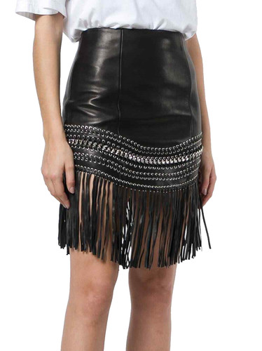 Balmain paris leder fringed - balmain,
