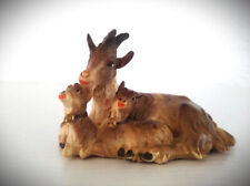 Kostner Krippenfiguren 16 cm  Ziege mit Zicklein  liegend  Massivolz geschnitzt