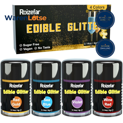 Essbares glitzer set farben - glitzer, 4
