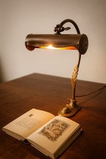 Antike Jugendstil Tischlampe Schreibtischlampe Bronze um 1900