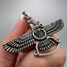 Vintage Faravahar Anhänger Sterling Silber 925 Zoroastrisch geflügeltes Symbol Amulett