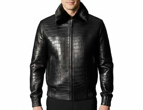 Herren schwarz leder bomber - herren,