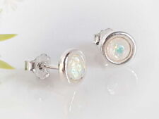Opal Ohrstecker Silber 925 Ohrringe  Opal rund weiß echt Sterlingsilber sb204
