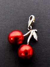 Thomas Sabo Halsketten-Anhänger rote Kirschen mit Blatt 925er Silber ca 33mm SaS