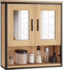 Spiegelschrank Badezimmerschrank hängend Badschrank mit 2 Spiegeln aus MDF 0154y