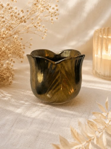Blumentopf retro gold - gold, messing
