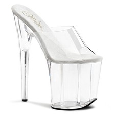 Sale FLAMINGO-801 Pleaser High-Heels Plateaupantoletten klar Lederinnensohle 39