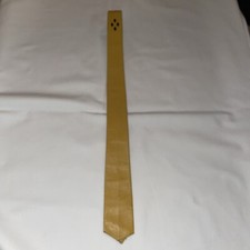 Ocker-Gelb Herren Krawatte 100% Leder Muster schwarze Vierecke 140,5cm, 4,1cm