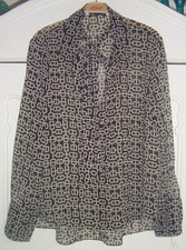 SCHÖNE ZARA CHIFFON-BLUSE L SCHWARZ BEIGE SCHLUPPE