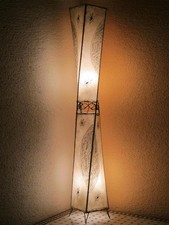 Orientalische Stehlampe Lampe Leuchte "Henna-Carré" 150 cm Leder Natur Handmade
