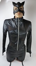 Catwoman Catsuit Jumpsuit Kostüm Kunstleder schwarz Gr. 34/36