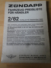 original ZÜNDAPP  PREISLISTE