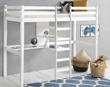 Kinderbett Hochbett mit Tisch Leiter Hochbett Spielbett Massiv Weiss Bett Hippo