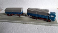 Wiking  1: 87   MB  1620  Pritschen-Lkw  mit 3achs Anhänger  azurblau   60/70er