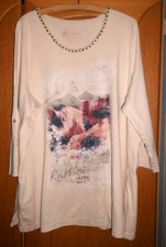 GRANDIOSA Schönes Damen-Shirt Gr. 48 mit 3/4 Arm zum Hochkrempeln