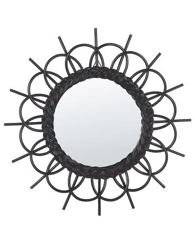 Wandspiegel schwarz aus rattan - wandspiegel,