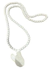 WOOD FELLAS Halskette mit Anhänger Damen Weiß Holz Bohemian Vintage 45cm