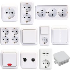 Aufputz Schalter-Programm FINERY weiß Steckdosen USB A C Serie Taster Schalter