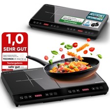 B-Ware Doppel-Induktionskochfeld Induktionskochplatte 3600W 18 Stufen, 24h Timer