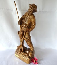 alte Holzfigur ca. 36,5 cm Holz Figur Schnitzerei Angler / ev 676(51)