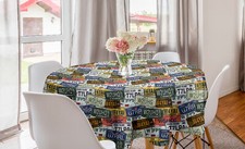 Runde Tischdecke Retro Auto