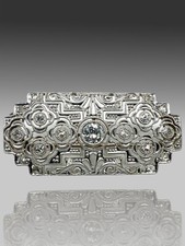 750er Weißgold Brosche mit Diamanten, Art Deco