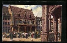 Künstler-AK Heinrich Hoffmann: Freiberg, Münsterplatz mit Kaufhaus 1912 