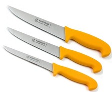 3-tlg. Metzgermesser Set gelb Marsvogel Fleischermesser Schlachtmesser Set