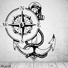 Wandtattoo anker kompass - wandtattoo, anker-kompass