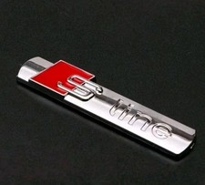 2x Audi S-Line Emblem silber