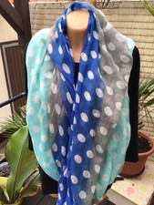 schickes Loop Schal*Tuch*Blau/Grau/Grün. *mit weißen Punkten*