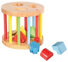 Steckrolle Sortierrolle aus Holz Steckspiel Box mit 6 Steckformen ab 1 Jahr