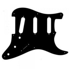 US CUSTOM PICKGUARD für FENDER® Pre-CBS 8Hole Sign. STRATOCASTER® 3Ply BLACK BWB