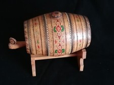 Bulgarisches kleines Holzfass, bemalt 16cm auf einem Ständer,