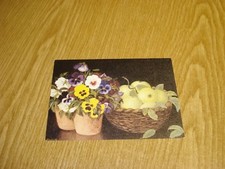 #NT1527 Künstlerkarte Heide Dahl Stiefmütterchen und Äpfel Pansies and Apples