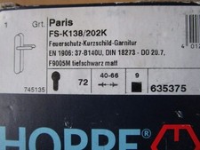 HOPPE 635375 Feuerschutzgarnitur Paris FS-K138/202K Kunststoff tiefschwarz matt