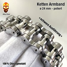 24 mm - Herren Armband poliert Motorradkette Biker Panzerarmband Edelstahl breit
