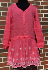 120% LINO Kleid Gr. 38/40 Rosa Lochstickerei in Weiß Neuwertig Damen TOP