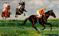 AK SPORT PFERDE RENNEN QUERFELDEIN RENNEN COL. UM 1910