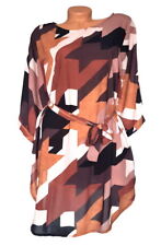 KLEID Blusenkleid Gürtel Damen ITALY Mode Größe 40 42 44 Pucci braun NEU IT286
