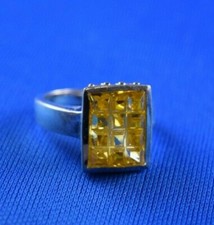 WOW!! Statement-Damenring Silber 925 mit eindrucksvollen Steinen Citrin Gr 51