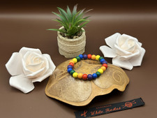 Armband Regenbogen aus Holzperlen, Perlenarmband, Regenbogen Farben, Regenbogen 
