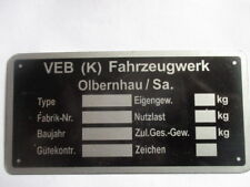 Typenschild s39 Schild DDR IFA VEB Anhängerbau Olbernhau Wohnwagen 