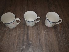 3 x TCM Tchibo Kaffeebecher Blau Streublumen Henkelbecher 