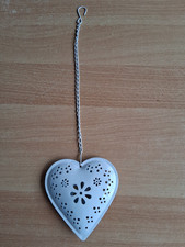 Metall Herz zum Hängen, weiß, 13,5cm, Nr. 523